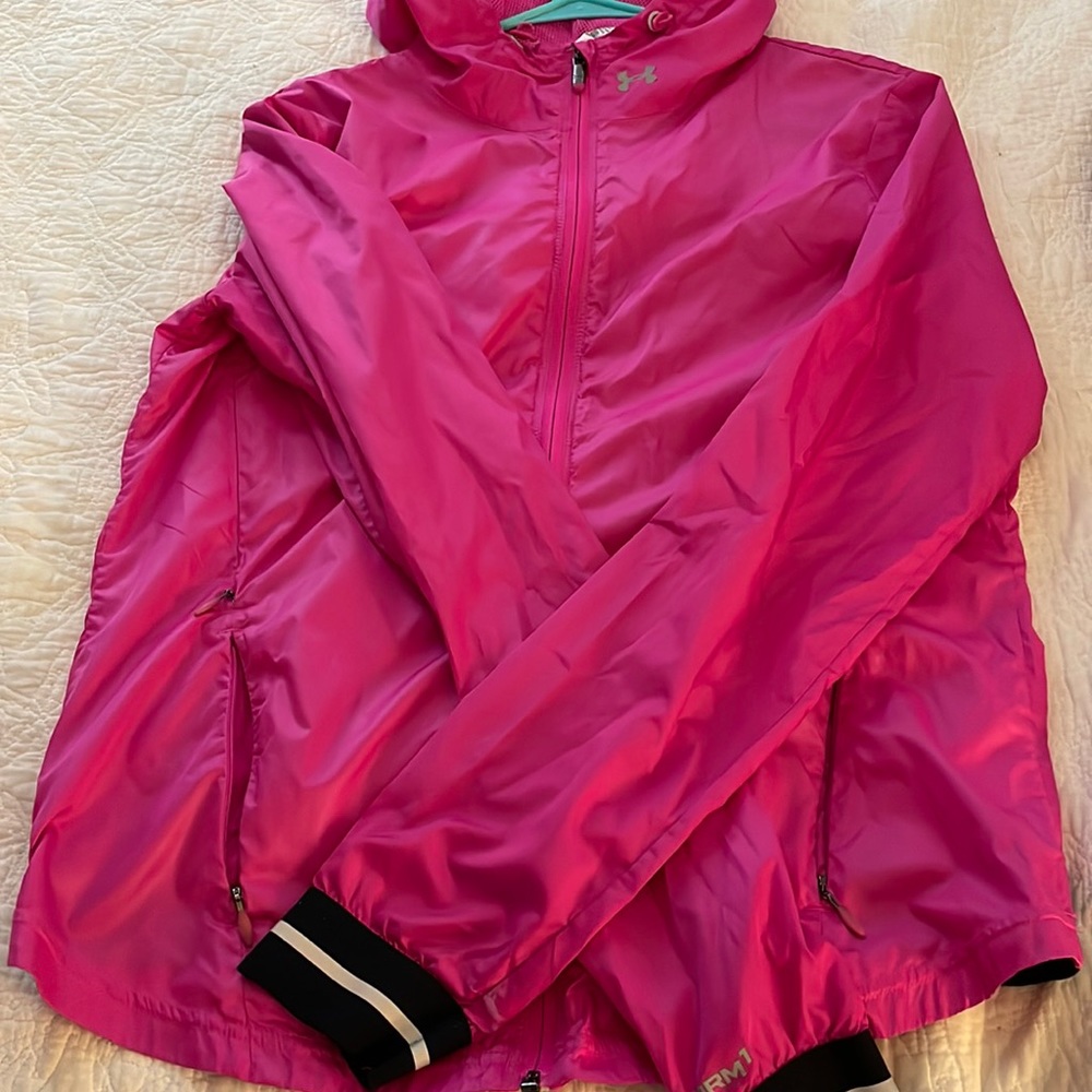 Bright pink under armor rain jacket